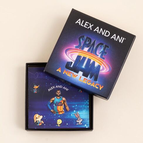 Alex and Ani AS21EBSJ03RTH، سوار Space Jam Goon Squad Duo Charm القابل للتوسيع، فضي منتصف الليل، أسود، أساور in Saudi Arabia