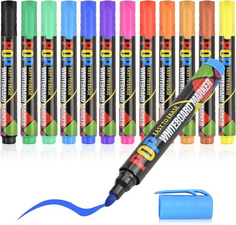 EooUooIP Whiteboard Marker-12 Pack Whiteboard Pen Set Assorted Color Dry Wipe Pens For Whiteboard Erasable Marker Multicolors Liquid Chalk Pen for School Teacher Supply Class Student or Office Meeting in Saudi Arabia