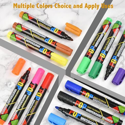 EooUooIP Whiteboard Marker-12 Pack Whiteboard Pen Set Assorted Color Dry Wipe Pens For Whiteboard Erasable Marker Multicolors Liquid Chalk Pen for School Teacher Supply Class Student or Office Meeting in Saudi Arabia
