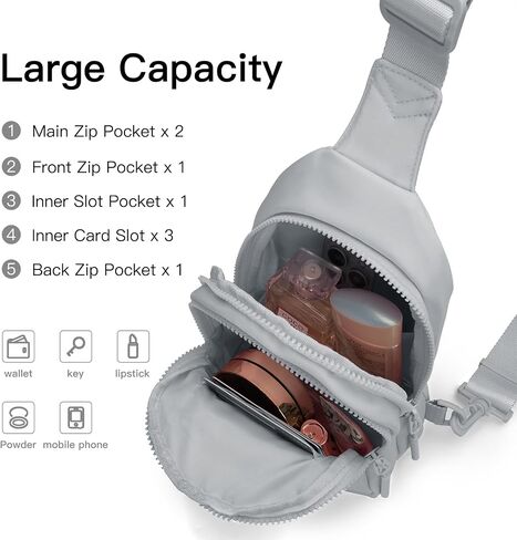 Small Sling Bag Crossbody Bag for Women with 4 Pockets Cross Body Fanny Pack Womens Chest Bag for Outdoors Traveling in Saudi Arabia