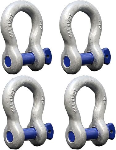 Boxer Forged Anchor Shackle 7/8" – Heavy Duty Forged Steel - Versatile & Durable – Working Load Capacity up to 6.5Ton - Corrosion & Rust Resistant - Towing, Rigging, and Heavy-Duty Equipment (4 Pack) in Saudi Arabia