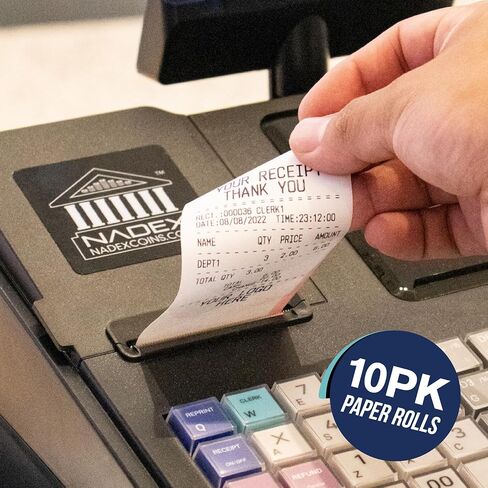ورق لاصق حراري Nadex مقاس 2-1/4 بوصة × 50 قدم، ورق إيصالات POS - يناسب سجلات النقد Nadex وجميع محطات بطاقات الائتمان - (10 لفات) in Saudi Arabia