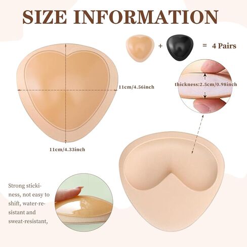 4 أزواج من وسادات حمالة الصدر النسائية، حمالة صدر رافعة للصدر، لاصقة قابلة للإزالة، حمالة صدر بديلة للبيكيني، حمالة صدر رياضية باللون الأسود والبيج in Kuwait