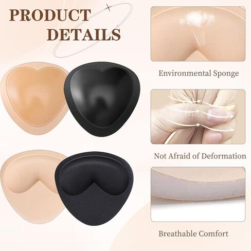 4 أزواج من وسادات حمالة الصدر النسائية، حمالة صدر رافعة للصدر، لاصقة قابلة للإزالة، حمالة صدر بديلة للبيكيني، حمالة صدر رياضية باللون الأسود والبيج in Kuwait