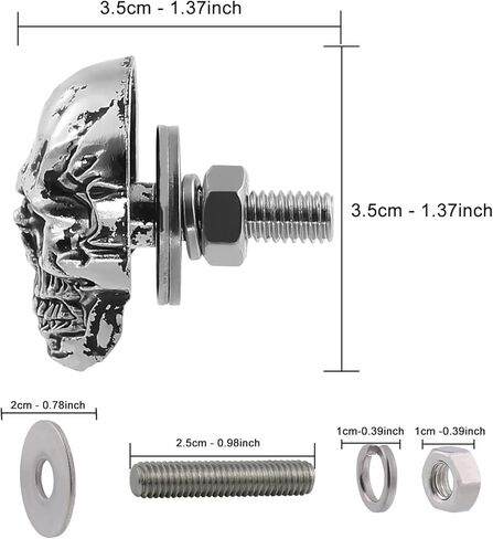 Skull License Plate Screw Fasteners Decorative Cool Funny License Plate Bolts License Plate Frame Kit 4 Pcs Aluminum Alloy Universal Fit Most Cars Truck Motorcycle Vehicle Silver in Kuwait