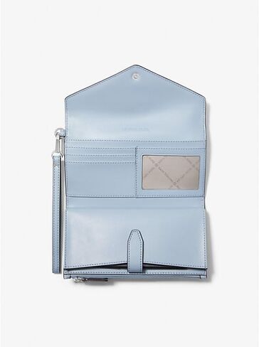 MICHAEL KORS Jet Set Large Signature Logo Envelope Wristlet Wallet (Pale Blue), 35R4GTVC7V in Saudi Arabia