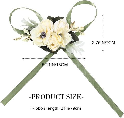 CASDRE العروس الزفاف المعصم الصدار زهرة اليد مع الشريط الصدار السوار اكسسوارات الزفاف للنساء والفتيات (أصفر) in Kuwait