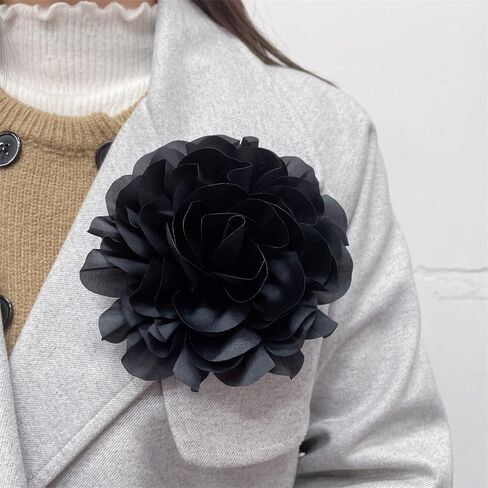 Dainty Camellia Flower Large Brooch Lapel Pins Delicate Elegant Handmade Big Fabric Rose Flower Brooches Pin Classic for Wedding Party Dance Banquet for Women Dress Suit Ceremony Clothes Accessories JewelryGifts 130mm in Saudi Arabia