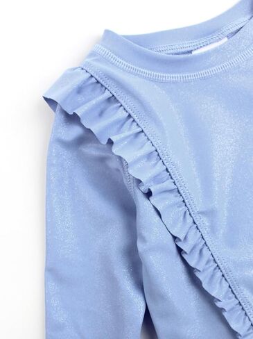 RuffleButts Sparkle Shimmer على كم طويل الأميرة درزات كشكشة واقي من الطفح الجلدي قطعتين - 4T in Kuwait