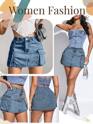 تنانير الدينيم منخفضة الخصر تنانير الجينز مع جيوب Y2K تنورة البضائع الصغيرة مناسبة للسفر الترفيهي اليومي للمرأة in Kuwait