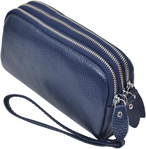 NGIL Genuine Leather RFID Three Zippered Wristlet Handbag for Women, Large Capacity Clutch Purse, Card Case & Money Organizer in Saudi Arabia