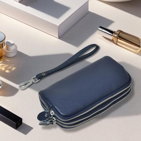 NGIL Genuine Leather RFID Three Zippered Wristlet Handbag for Women, Large Capacity Clutch Purse, Card Case & Money Organizer in Saudi Arabia