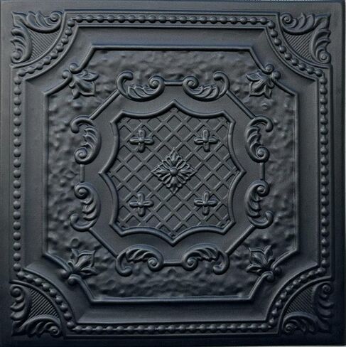 A la Maison Ceilings R126 Bijou and Bee Bee Pre-Painted Foam Glue-up Ceiling Tile (128 sq. ft./Case), Pack of 48, Black Matte in Saudi Arabia