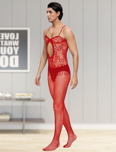 Men's Soft One Piece Bodystockings Fishnet Lace Jumpsuits for Men One Size Lingerie Nightgown Fishnet Bodysuit in Saudi Arabia