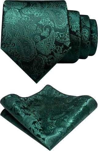 JEMYGINS Mens Paisley Tie and Pre-tied Paisley Bow Tie with Pocket Square Cufflinks Clip Set in Kuwait