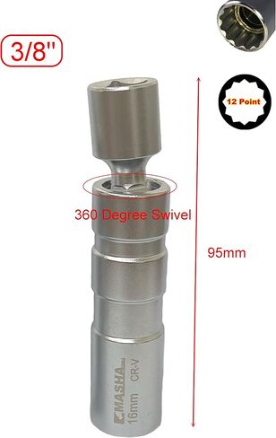 MASHA TOOLS-3/8 بوصة سائق دوار مغناطيسي رقيق جدار 14 مم مقبس توصيل عالمي مشترك 12PT (14 مم) in Saudi Arabia