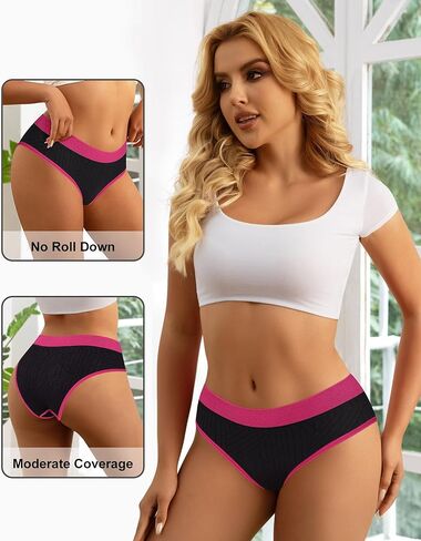 Women's Seamless Underwear Bikini Underwear Panties Soft Stretch Hipster Cheeky Briefs 5 Pack in Kuwait