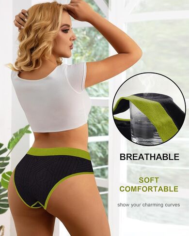 Women's Seamless Underwear Bikini Underwear Panties Soft Stretch Hipster Cheeky Briefs 5 Pack in Kuwait