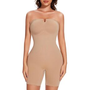 Ellareese Strapless Shapewear Bodysuit for Women Full Body Shaper Butt Lifting Shapewear Tummy Control Thigh Slimmer