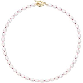 COAI OT Clasp Stone Beaded Necklace, Wedding Jewelry Pearl Necklace for Women Gift for Her