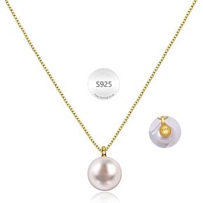 Silver Pearl Necklace. Single Pearl Necklace Freshwater Pearl Pendant 925 Sterling Silver Necklaces Gift for Women