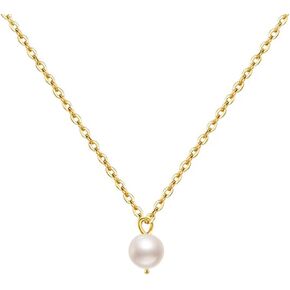 7mm Baroque Pearl Necklace Freshwater Cultured Pearl Pendant S925 Gold Dainty Necklaces Jewelry Gift for Women