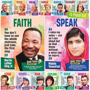 Decorably 15 Social Studies Classroom Decorations, 11x14in Matte-Laminated Inspirational World History Posters for Classroom - School