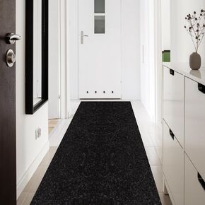 Custom Size Runner Rug 2' x 6' Rubber Backing Non-Slip for Hallway Entryway Laundry Stair Bathroom Kitchen Indoor Outdoor Area Rug Carpet, Black