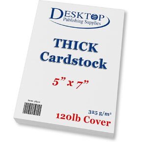 Thick Heavy Duty 120lb Cover Cardstock - 5" x 7" Bright White - 325gsm 15pt Thick Paper - Index, Flash & Post Card Stock (250 Pack)