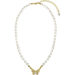Pearl Necklaces for Women-Real Pearls - Pearl Necklace with Pendant- Dainty 14K Gold/Silver Plated White Pearl Choker & Handmade 6MM Freshwater Pearl Necklace-Elegant Wedding Jewelry Gift