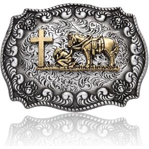 Western Cowboy Belt Buckle for Men, Prayer Horse Cross Religious Belt Buckle, Vintage Belt Buckle for Hunsband Boys