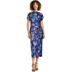 Maggy London Women's Short Sleeved Draped Midi Dress