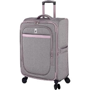 London Fog Kensington Lavender Black Herringbone 24" Expandable Spinner, 24 Inch