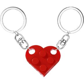 Brick Matching Couple Heart Keychain for Boyfriend Girlfriend Valentines Day Stuff Him Friends Love Set Gifts
