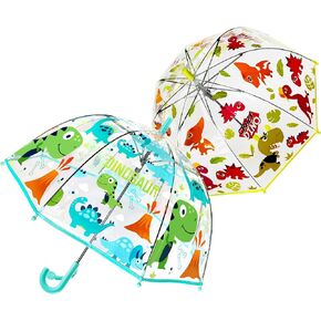 2 Pack Kids Clear Umbrellas for Rain Dome Bubble Umbrella Windproof for Toddler Boys Girls