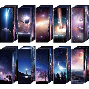 120 Pieces Cool Space Galaxy Bookmarks for Kids 60 Design Cool Kids Bookmarks Bulk for Kids Space Galaxy Book Marks Set for Book Lovers Men Boys Classroom Gifts for Students Bulk