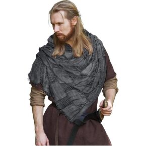 L'VOW Medieval Hooded Cloak Shaman Ninja Shawl Post Apocalyptic Wrap Scarf Cowl Rogue Hood Cape Viking Renaissance Costume