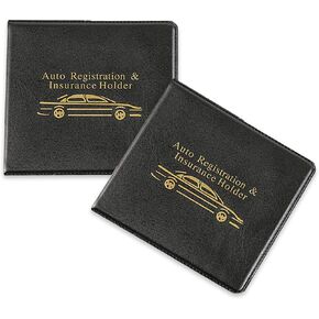 2 PCS Car Registration Insurance Card Holder, PU Leather Case ID Document Driving License Primary Contact Information Card Vehicle Document Bag, Storage Accessories, for Cars (Black & Yellow)