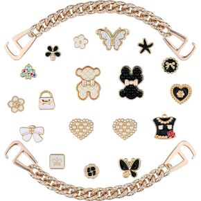 Bling Shoe Charms Girly Charms Bling Chain Cute Shoes Accessories for Women Flower Clog Shoes Decoration