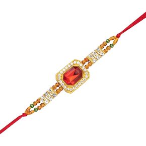 Rakhi Thread Bracelet with Faux Stones Rakhi for Brother Bhai for Rakshabandhan Hindu Festival set of 1