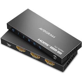 HDMI Splitter 1 in 2 Out 8K 60Hz 4:4:4, AVIDGRAM 2 Port Splitter with Auto, Copy, Downscaler EDID Mode, 4K 120Hz HDMI Duplicator, Compatible with Xbox Series X, PS4 Pro, PS5, Blu-ray Player