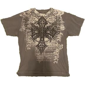 Men's Y2K Vintage T-Shirt Gothic Cross Graphic Print T-Shirt Round Neck Short Sleeve Tops
