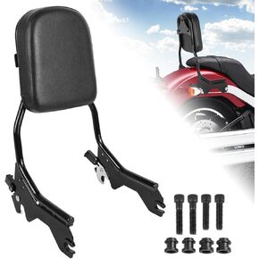 Passenger Upright Backrest Sissy Bar With Backrest Pad Docking Hardware Kit Compatible With For Harley Softail FLSL FXST Heritage Classic FLHC FLHCS Deluxe FLDE Street Bob FXBB 2018-2024