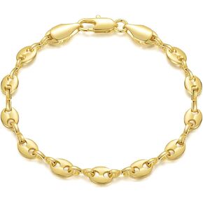 Gold Bracelets for Women & Men Thick Mariner Link 14K Gold Chain Bracelet for Women Gifts for Women Men 6.5'' 7'' 7.5'' 8'' 9''
