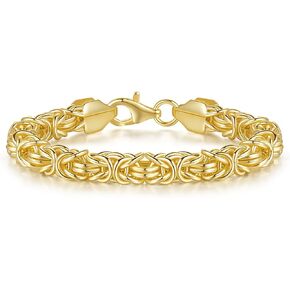 FEGER 14K Gold Bracelets for Women Men Bracelet Byzantine Link Chain Bracelet for Women Gold Stackable Bracelets Gifts (6.5'' 7" 7.5" 8" 8.5")