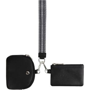 Peicees Mini Wristlet Wallets Womens Zip Around Dual Pouch Wristlet KeyChain Wallet Detachable Coin Purse Pouch Waterproof