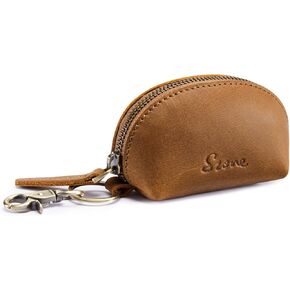 S-ZONE Small Leather Coin Purse for Women Cute Change Wallet Mini Coin Pouch Holder with Key Ring Swivel Clasp