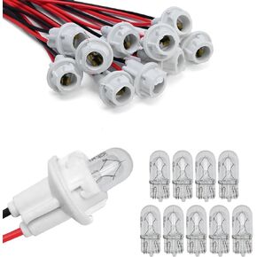 T10 Extension Harness Plug Connector 10 Bulbs and 10 Sockets for Brake Lights Turn Signal Lights Daytime Running Light Tail Lights Sidemarker Lights