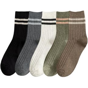 Mens Cotton Socks 5 Pack, Calf Socks for Men, Ankle Socks Boots Socks