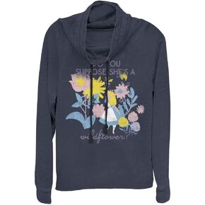 Disney Alice in Wonderland Wildflower Women's Cowl Neck Long Sleeve Knit Top